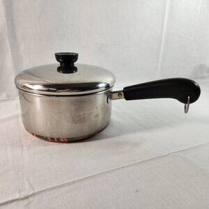 Vintage Revere Ware 2 Quart Qt Sauce Pan Pot W/ Lid Copper Clad Clinton, ILL USA